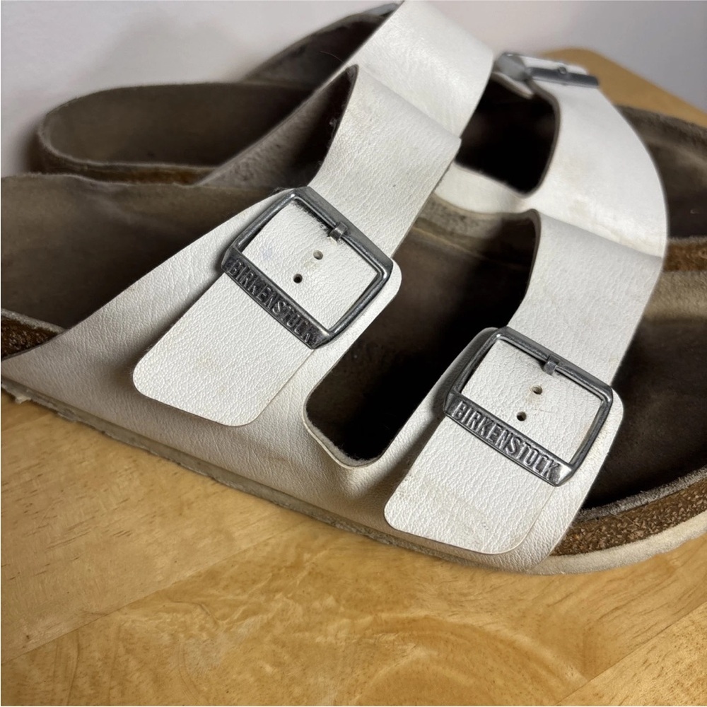 Birkenstock Arizona Sandals Adjustable Straps With Buckle White Upper sz 42 - Picture 2 of 12